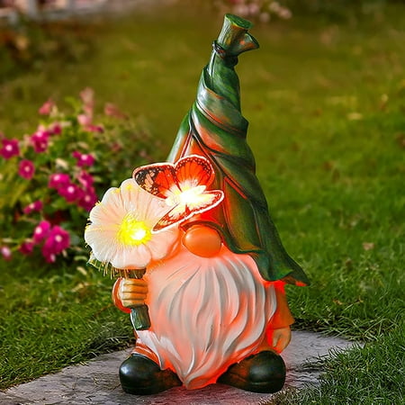 Lutabuo Resin Butterfly Elf Statue Ornament Solar Light Glow Elf 