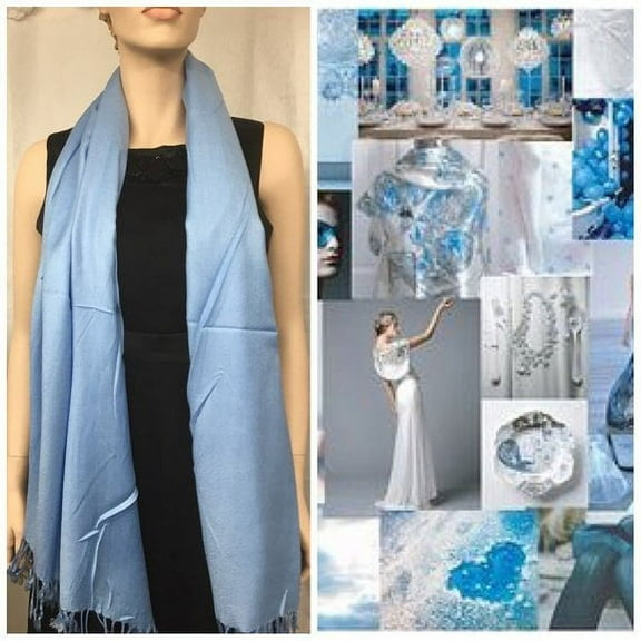 Light Blue Pashmina Scarf Shawl, Bridesmaid Shawl, Bridal Wrap, Wedding Shawl