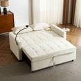 thumbnail image 3 of 56.9" Sleeper Sofa Bed, 3 in 1 Convertible Couch Bed Pull-out Sofa Bed, Small Loveseat Sofa Bed with a Reversible Backrest Cushion, Side Pockets, 2 USB Ports & Phone Holder for Living Room, Beige, 3 of 8