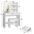 thumbnail image 4 of USIKEY Vanity Table Set for Gift with 10 Hollywood Style Lights, Dressing Vanity Table with 2 Long Shelves and 2 Big Drawers, Makeup Table with Cushioned Stool for Women, Girls, Bedroom, White, 4 of 10