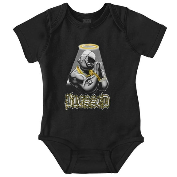 Urban Popeye Blessed Angel Cartoon Romper Boys or Girls Infant Baby Brisco Brands NB