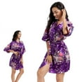 thumbnail image 3 of WBQ Women's Floral Short Satin Bridesmaid Robes Silky Bride Robes Getting Ready M-XXL Size, 3 of 5