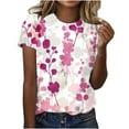 thumbnail image 2 of Women's Tops Under $10 Free Shipping Summer Short Sleeve Print Short Sleeve V-Neck Blouses, 2 of 4
