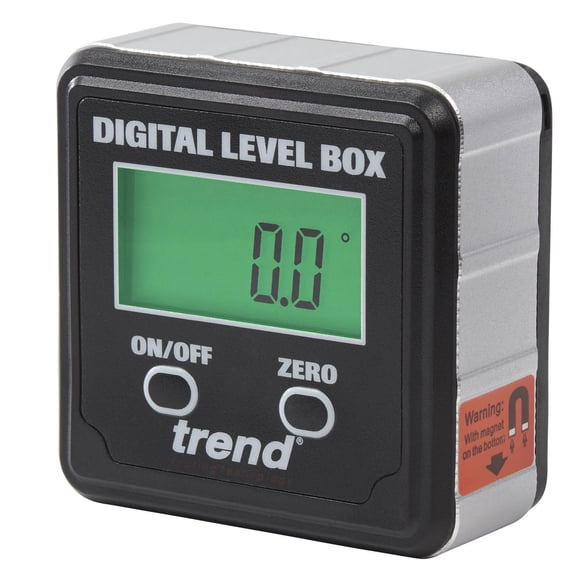 Caja Digital de Nivel y Buscador de Ángulo Trend Negro con Base Magnética y LCD para Carpintería y A