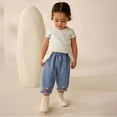 thumbnail image 3 of JLMSPLWG Baby Girl Preppy Jeans with Strawberry Ruffled Hem Toddler Wide Leg Pants Newborn Trendy Personalized Soft Denim Jean Trousers Cute Elastic Waist Pants Kids Clothes, 3 of 10