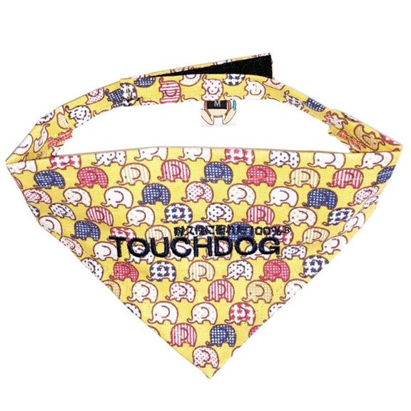 Bad-To-The-Bone Elephant Patterned Fashionable Cloth Hook & Eye Bandana - Yellow - Large