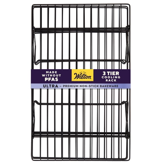Wilton Ultra Non-Stick 3-Tier Cooling Rack 15" x 9" 3Foldable Stackable Cooling Grid Baking Rack for Cookies, Cakes