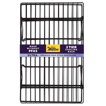 Wilton Ultra Non-Stick 3-Tier Cooling Rack 15" x 9" 3Foldable Stackable Cooling Grid Baking Rack for Cookies, Cakes