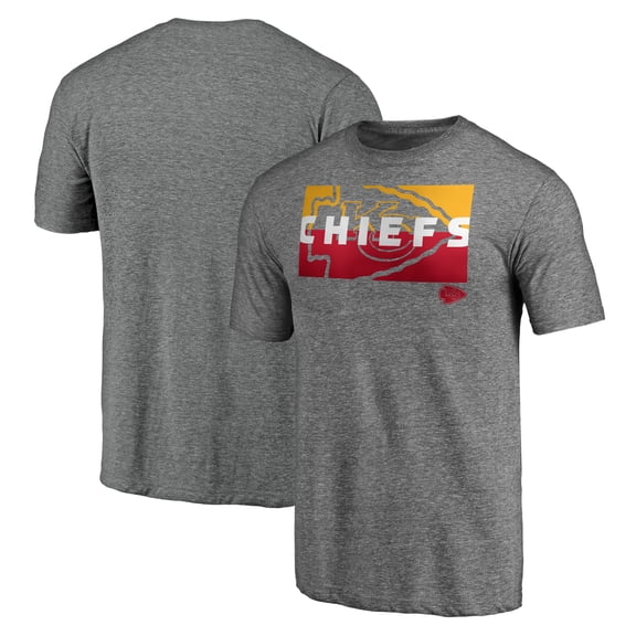 Men's Heather Gray Kansas City Chiefs Square Off Tri-Blend T-Shirt