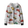 thumbnail image 2 of Psesaysky Boys Sweatshirt Cartoon Trucks Print Boys Zip Up Hoodie Kids Long Sleeve Oversized Hoodie Jacket Winter Coat with Pockets, Size XL, 2 of 7