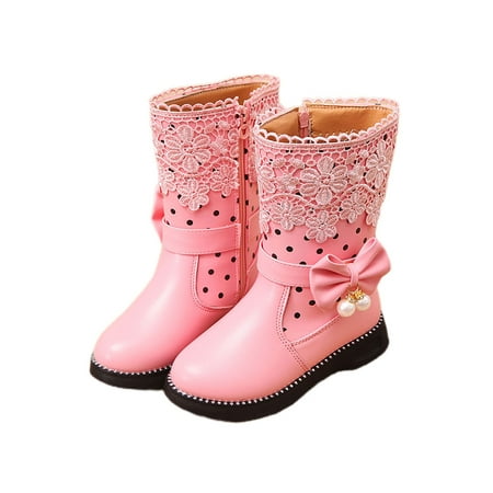 

Ymiytan Fashion Boots for Girls Comfortable Winter Boots with Side Zipper Pink 2.5Y