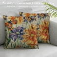 thumbnail image 3 of Nawypu  Throw Pillow Cover Orris Flower with Vintage Butterfly Stamp Retro Letter Violet Yellow Green Home Decorative Pillow Cases  Square Cushion Covers for Sofa Couch, 3 of 5