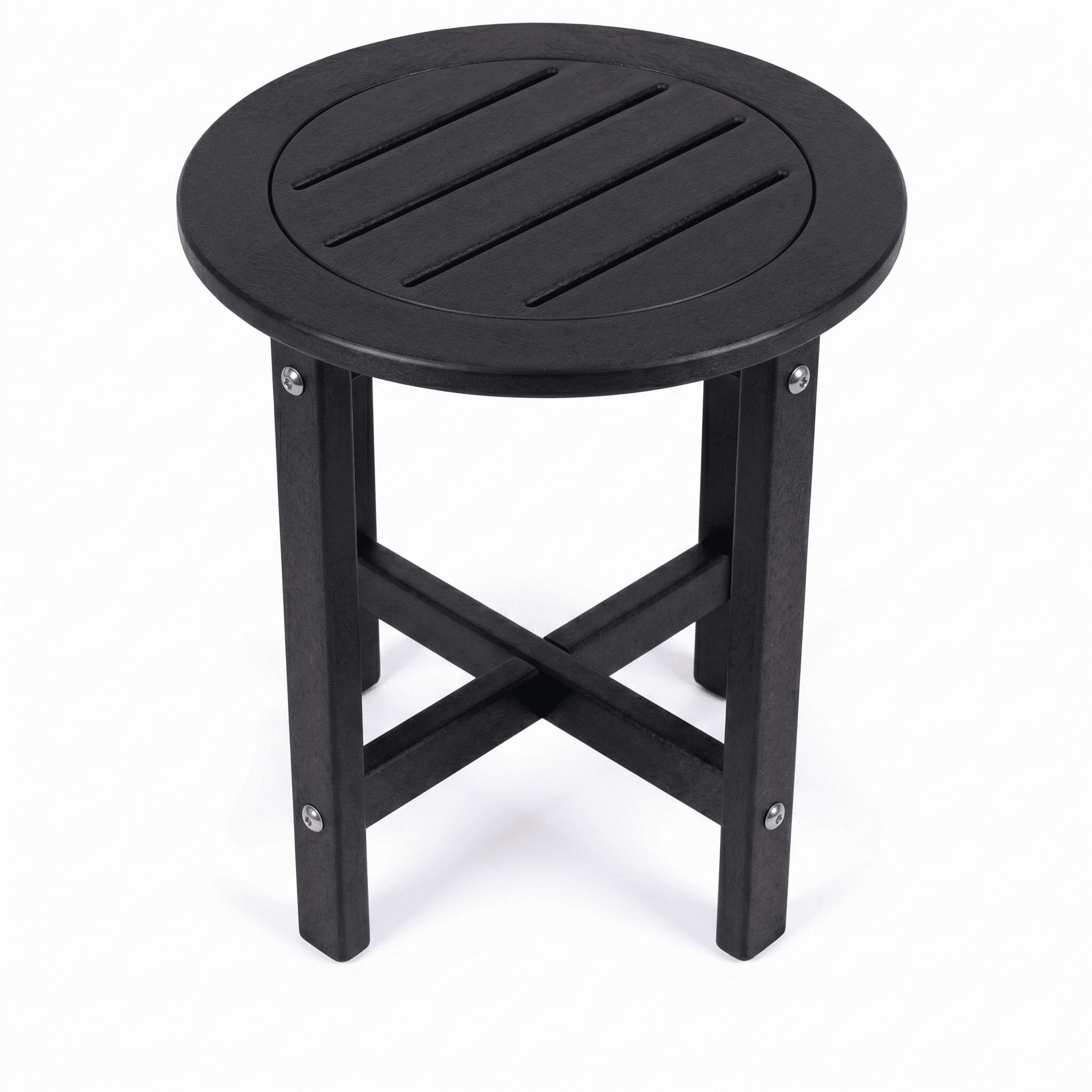 Black HDPE Outdoor Side Table, 15.94 in. L x 15.94 in. W x 17.71 in. H, Small All-Weather Patio End Table