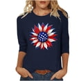 thumbnail image 2 of Mifsaly Patriotic 3/4 Sleeve Tops for Women American Flag Sunflower Graphic Shirt Casual Summer Independence Day T-Shirt 2026 S, 2 of 5