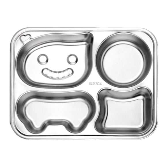 Stainless cartoon Plate, Rust Free, Safe Divided Platter for Toddlers and Kids, BPA Free Plate - style:style1
