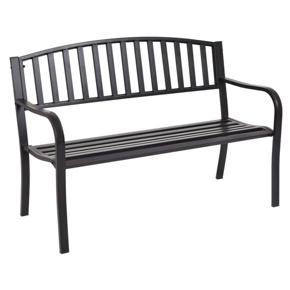 Biotree 50 Inch Outdoor Bench Patio Garden Bench Loveseat with Steel Frame for Garden Backyard Porch, Black