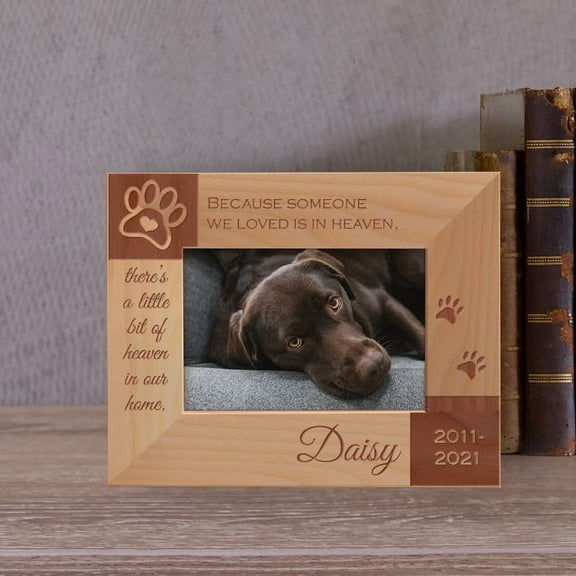 There's A Little Bit Of Heaven In Our Home Personalized Wooden Frame-5" x 3 1/2" Brown Horizontal