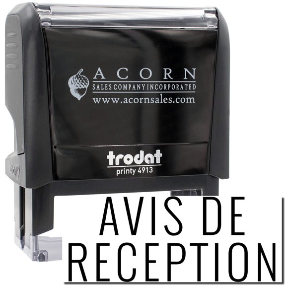 Large Self-Inking Avis De Receiption Stamp, Trodat Printy 4913, Press and Print Stamping, Impression Size 7/8" x 2-1/4", Up to 10,000 Impressions - Black Ink