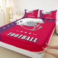 thumbnail image 3 of Feelyou Modern Rugby Football Full Size Sheets, Cartoon Soccer Helmet Bed Sheets, Red Navy Abstract Stripes Sheet Sets, Breathable Home Decor, 4-Piece, 3 of 7