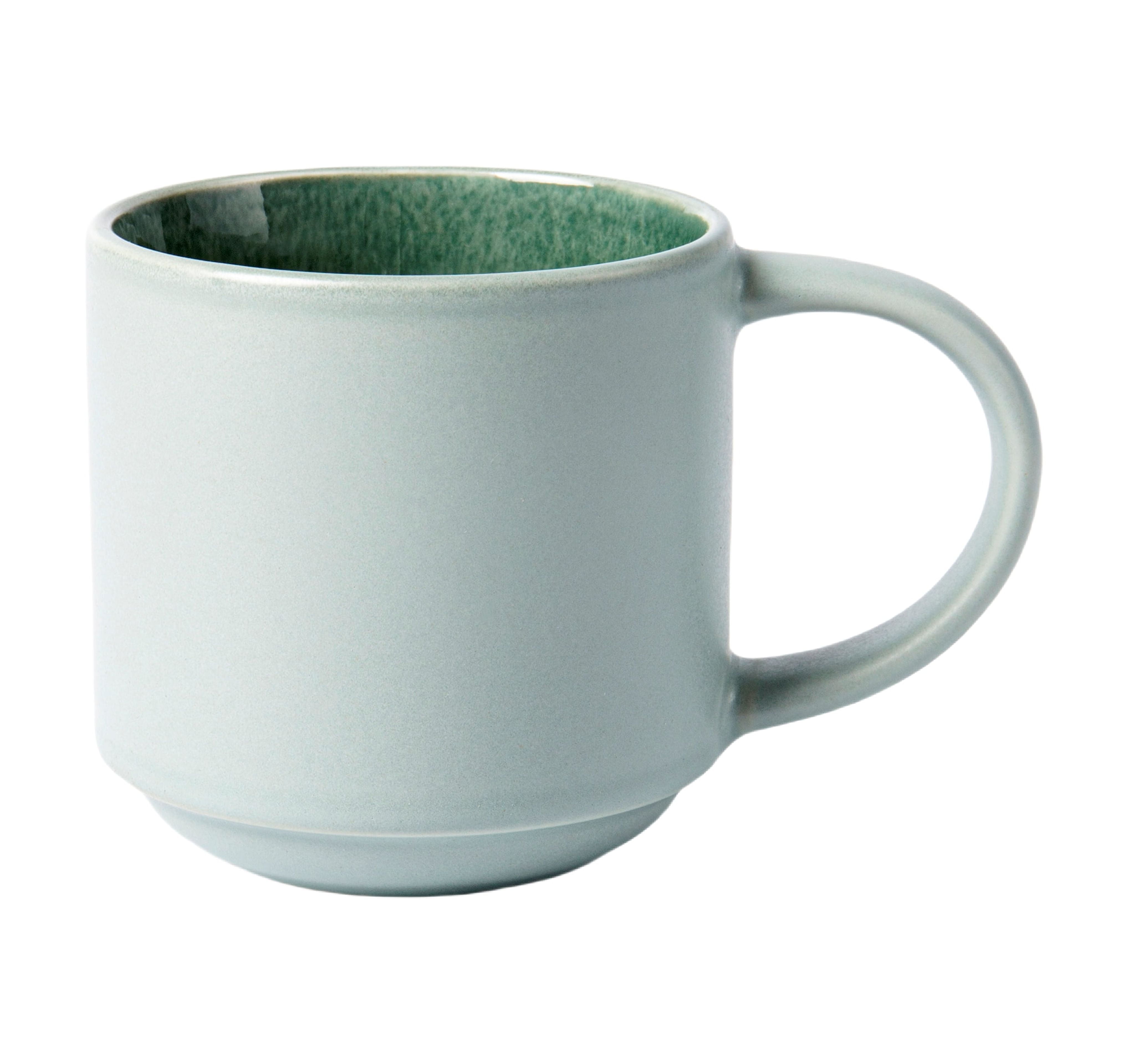 (2 pack) Better Homes & Gardens-Parker Green Stackable Stoneware Coffee Mug, 12 oz