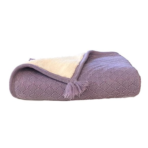 Effe Bebe Knoten Luxe Couverture pour Bébé en Tricot Torsadé Sherpa, Lavande