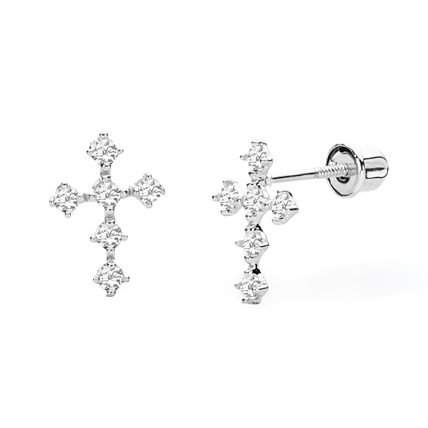 Wellingsale 14K Yellow Gold Polished Sweet 15 Stud Earrings With Screw Back