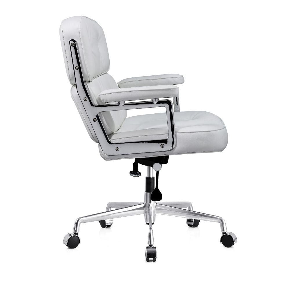 Lobby Executive PU Chaise de bureau en bronzage, Mid-Back Executive Swivel Mesh Office Chair, Rembourrage, Soutien lombaire, Style moderne