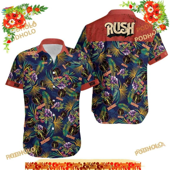 Rush 3D Funny Hawaiian Shirt, Rush Band Tropical Shirt