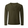 thumbnail image 4 of FRSASU Men's Long Sleeve Henley Shirts with Pocket Slim Fit Round Neck Casual Tops with Button Basic Tee Green, 4 of 9