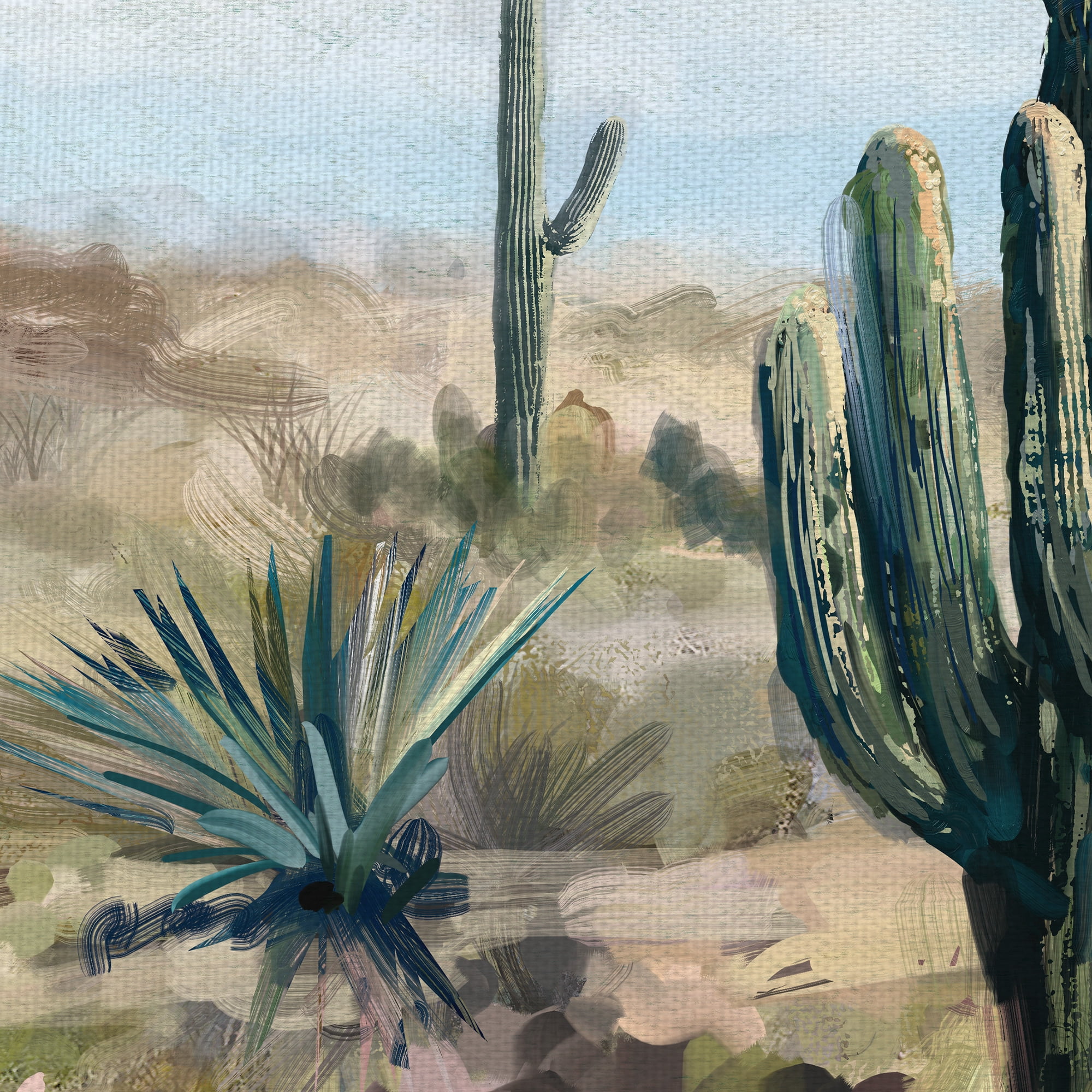 Masterpiece Art Gallery Desert Cactus Vista by Studio Arts Canvas Art Print 27" x 54"