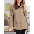 thumbnail image 4 of Women Long Diamond Quilted Hooded Jacket,Fashion Winter Coat Oversized Baggy, Warm Long Sleeve Jackets Khaki XL, 4 of 9
