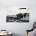 thumbnail image 1 of Cars Tapestry, Dragster Racing down The Track with Burnout Competition Speed Sports Technology, Wall Hanging for Bedroom Living Room Dorm Decor, 60W X 40L Inches, Grey Black White, by Ambesonne, 1 of 2