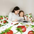 thumbnail image 4 of Manfei Sweet Strawberry 7-Piece Twin Bedding Sets,Rustic Flower Floral Bedding Comforter Set,Red Green White Sheet Sets For Kids,Microfiber Bedroom Decor Reversible, 4 of 8