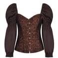 thumbnail image 2 of Elainilye Fashion Corset Tops for Women Sexy Lace Back Zip Corset Bustier G-string Body Shaper Shapewear,Brown, 2 of 8