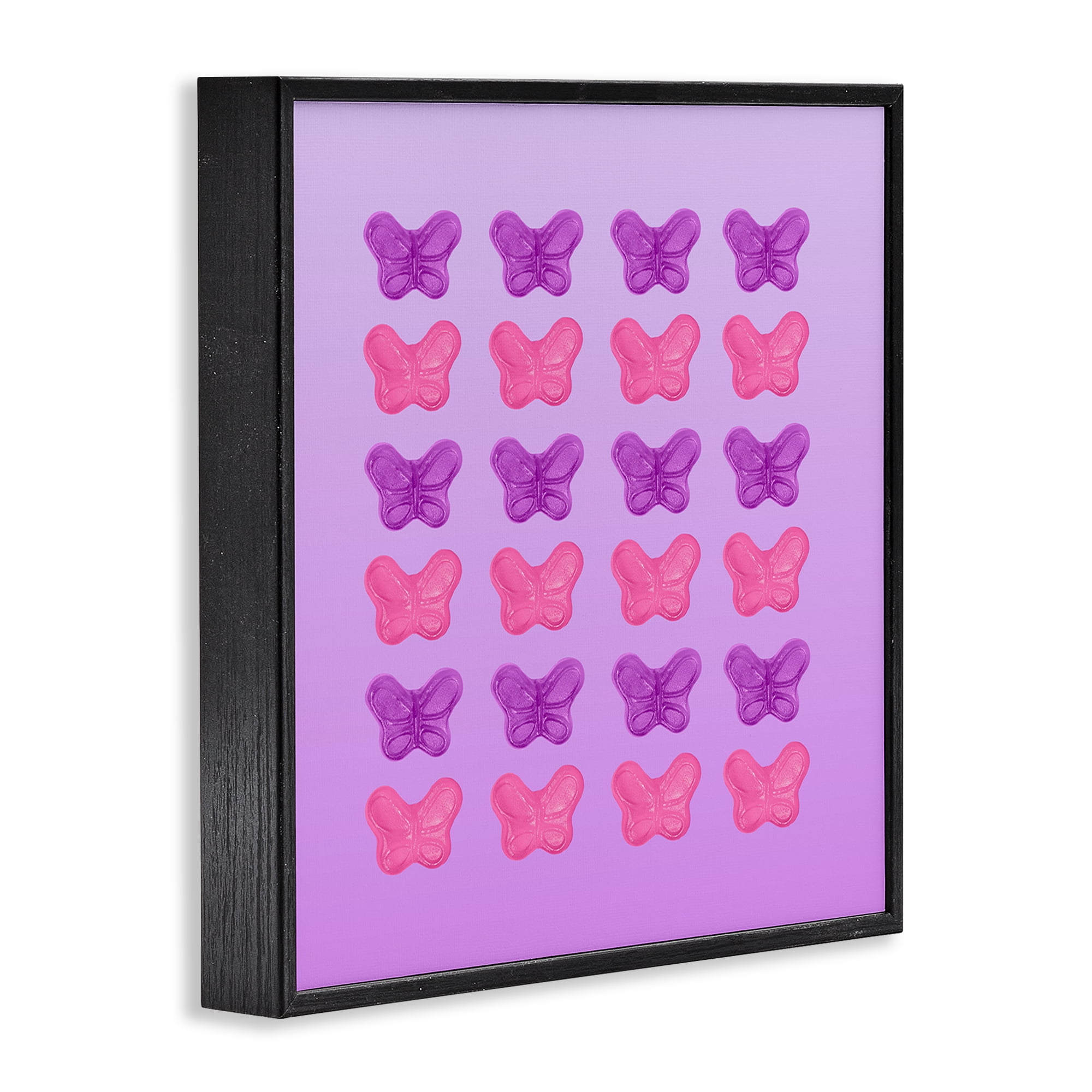 Stupell Industries Purple & Pink Butterfly Candies Black Framed Giclee Art, design by LISH Creative