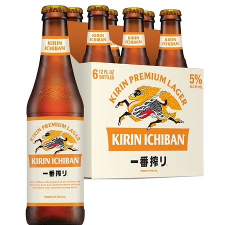 Kirin Ichiban Premium Lager Beer, 6 pack, 12 fl oz Bottles, 5% ABV