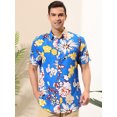 thumbnail image 2 of Lars Amadeus Camisas florales para hombre de manga corta con botones y flores hawaianas para la playa Azul L Unique Bargains Camisas, 2 of 6