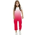 thumbnail image 5 of ATOGUTA Girls Wide Leg Jumpsuit Size 5T-14 Spaghetti Strap Loose Romper Kids Casual Sleeveless Overalls with Pockets Watermelon Red, 5 of 5