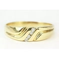 thumbnail image 2 of 14K Yellow Gold Plated 1.00Ct Round Cut Simulated Diamond Men's Wedding Band Ring Silver, 2 of 2
