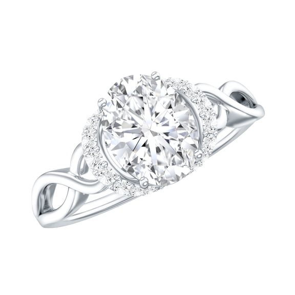 Rosec Jewels Certified Moissanite Oval Engagement Ring 1 Carat - D-VS1 Quality - Crossover Ring for Women - with Jewelry Box, 925 Sterling Silver, US 4.00