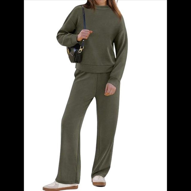 Conjuntos de 2 Piezas para Mujer, Sudadera, Ropa Informal de Viaje, Chándal de Pierna , Chándales Cómodos, Moda. Verde M
