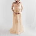 thumbnail image 1 of Women Off Shoulder Pregnants Sexy Photography Ruffled Nursing Long Maxi Dress, 1 of 7