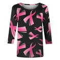 thumbnail image 4 of Abomasnow Breast Cancer Shirts for Women Casual 3/4 Sleeve Crew Neck Breast Cancer Awareness T-Shirts Pink Ribbon Graphics Breast Cancer Survivor Tees, 4 of 5