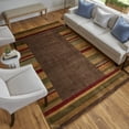 thumbnail image 2 of Feizy Keystone Modern Stripes, Brown/Green/Red, 5'6" x 8'6" Area Rug Sheen Handmade Fade Resistant Casual Design Carpet for Living Dining Bed Room, 2 of 9