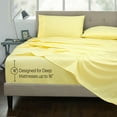 thumbnail image 4 of ROYALE LINENS 300 Thread Count 100% Long Staple Combed Cotton Striped Sheet Set - 4 Piece King Bed Sheets - 1 Fitted, 1 Flat & 2 Pillow Cases - Soft Cool & Crisp Sheet Set (King, Stripe Yellow), 4 of 10