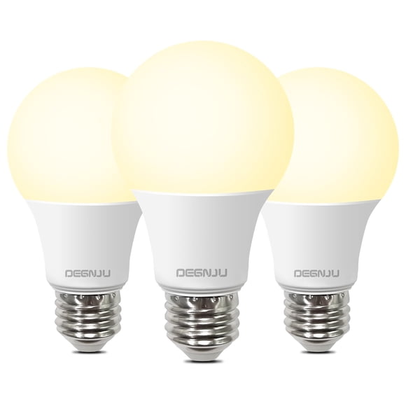 Bombillas LED DEGNJU A19 8W 800 lúmenes luz blanca cálida 3 unidades