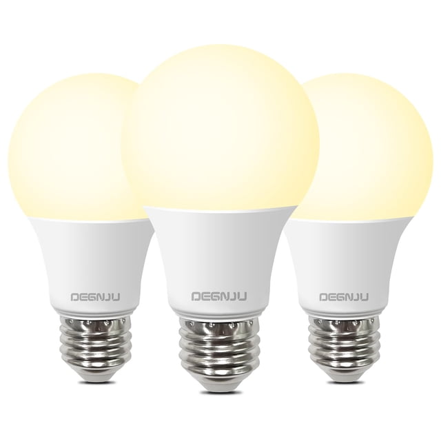 Bombillas LED DEGNJU A19 8W 800 lúmenes luz blanca cálida 3 unidades