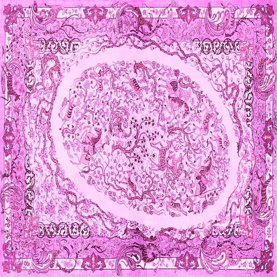 Ahgly Company Indoor Square Persian Pink Traditional Area Rugs, 5' Square
