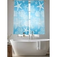 thumbnail image 5 of Marine Life Sheer Curtains 63 Inch Long 2 Panels, Starfish Shell Coral Gradient Blue Ocean Light Filtering Rod Pocket Curtains, Sheer Voile Drapes for Living Room Bedroom, 52"x63", 5 of 8