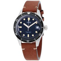 Oris Divers Sixty-Five Blue Dial Leather Strap Men's Watch 73377474055LSBRN